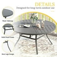 thumbnail image 3 of Vicllax Outdoor Patio Dining Table Dia.53" Slatted Tabletop Metal Frame with Umbrella Hole, Gray, 3 of 7