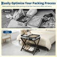 thumbnail image 1 of Support à Bagages Pliant en Bambou Supérieur avec Tablette de Rangement – 5 Sangles en Nylon Durables – Supporte jusqu'à 150 Lb – Support de Valise Gain de Place pour Chambre, Chambre d'Amis, Hôtel – Brun, Ensemble de Deux, 1 of 8