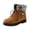 Khaki, variant on Womens Ankle Snow Boots Round Toe Rugged Lug Sole Faux Suede Plush Foldable Collar Lace Up Cold Weather Outdoor Winter Boots Navy Size 10