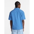 thumbnail image 4 of No Boundaries Textured Grid Boxy Fit Resort Shirt, Men's XS-5XL, 4 of 5