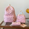 thumbnail image 2 of Weebloom Bow School Backpack With Lunch Box Pencil Case For Kids Girls Cute 3Pcs School Bags Set Large Capacity 3 Piece Cute Cartoon Travel Large Bookbag Middle High School College Pink, 2 of 9