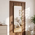 thumbnail image 3 of Antok 48"×14.1" Round Corner Full Length Mirror, 3-in-1 Over-The-Door, Freestanding, Leaning & Wall Mount, Gold Metal Frame, 3 of 10