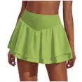 thumbnail image 3 of Jacenvly New Skorts for Ladies Fashion Women's Sports Solid Color Pocket Yoga Pants Skirt with High Waist Comfortable Yoga Skirts for Women Green, 3 of 9