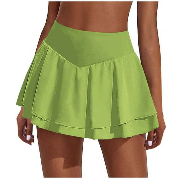 YABCSAZ Women's Tennis Golf Skirts High Waisted Athletic Skorts Summer Casual Yoga Skirts Solid Color High-Waisted Double-Layer Shorts Y2K Summer Workout Outfits for Running Pickleball
