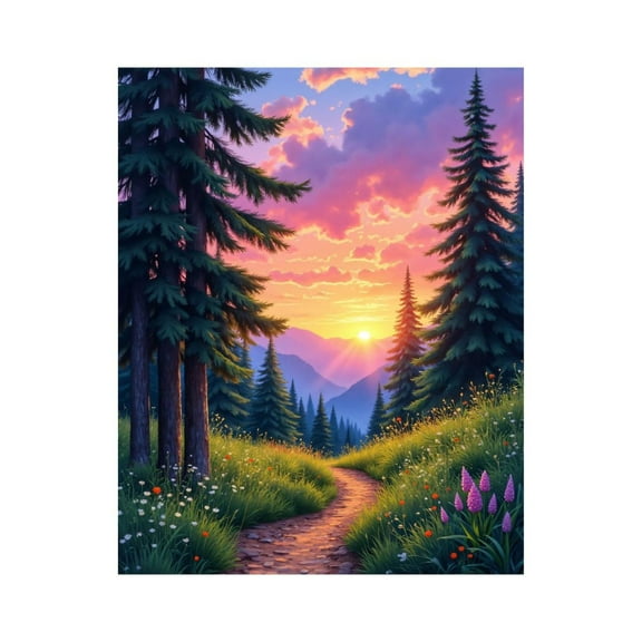 Paint by Numbers Kit for Adults, Sunset Mountain Path Scene Paint by Numbers, Easy Paint by Numbers Kit for Adults Beginner, DIY Adult Paint by Number Kits on Canvas, Home Decor