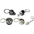 thumbnail image 3 of GT//Rotors Five Piece Auto Parts Metal Key Chain Set - Spinning Turbo Keychain, Six Speed Manual Gearbox Keychain, Wheel Tire Rim Keychain, Red Brake Rotor Keychain, Silver Wrench Keychain, 3 of 4