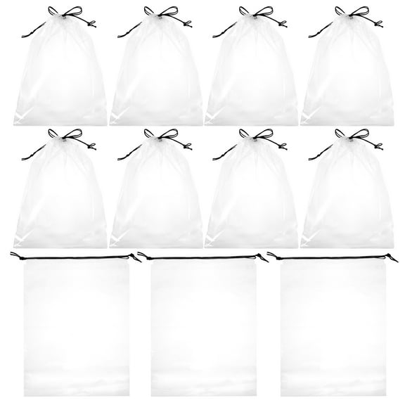 MERRYHAPY Travel Shoe Bags with Drawstring, 14 Pcs Transparent Plastic Shoe Storage Bags for Travel and Organization