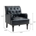 thumbnail image 4 of DREAMSIDEA Leather Accent Chairs Set of 2, Comfy Single Sofa Reading Chair Nailhead Trim for Living Room Bedroom, Black, 4 of 5