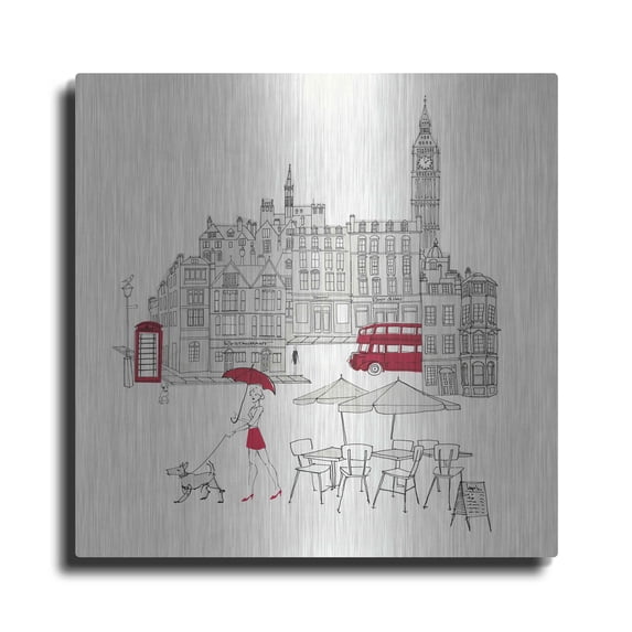 Luxe Metal Art 'World Cafes' by Avery Tillmon, Metal Wall Art, 24"x24"
