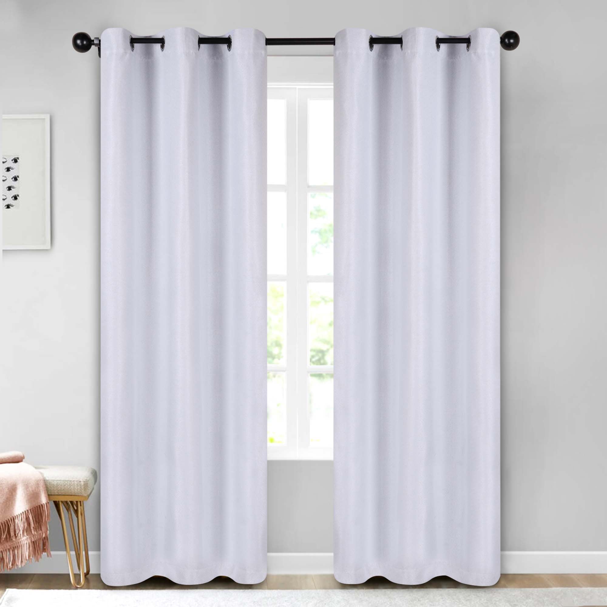 Superior Jaxon Blackout Curtains Set of 2, Grommet Header Curtain Panel Pair, 42"W x 96"L, Platinum
