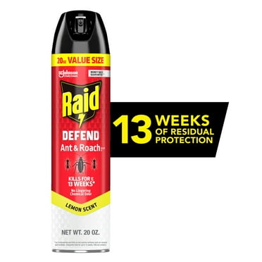 Raid Defend Ant & Roach Killer, Indoor Inse Counticide, Residual Killing Power, Lemon Scent, 20 oz