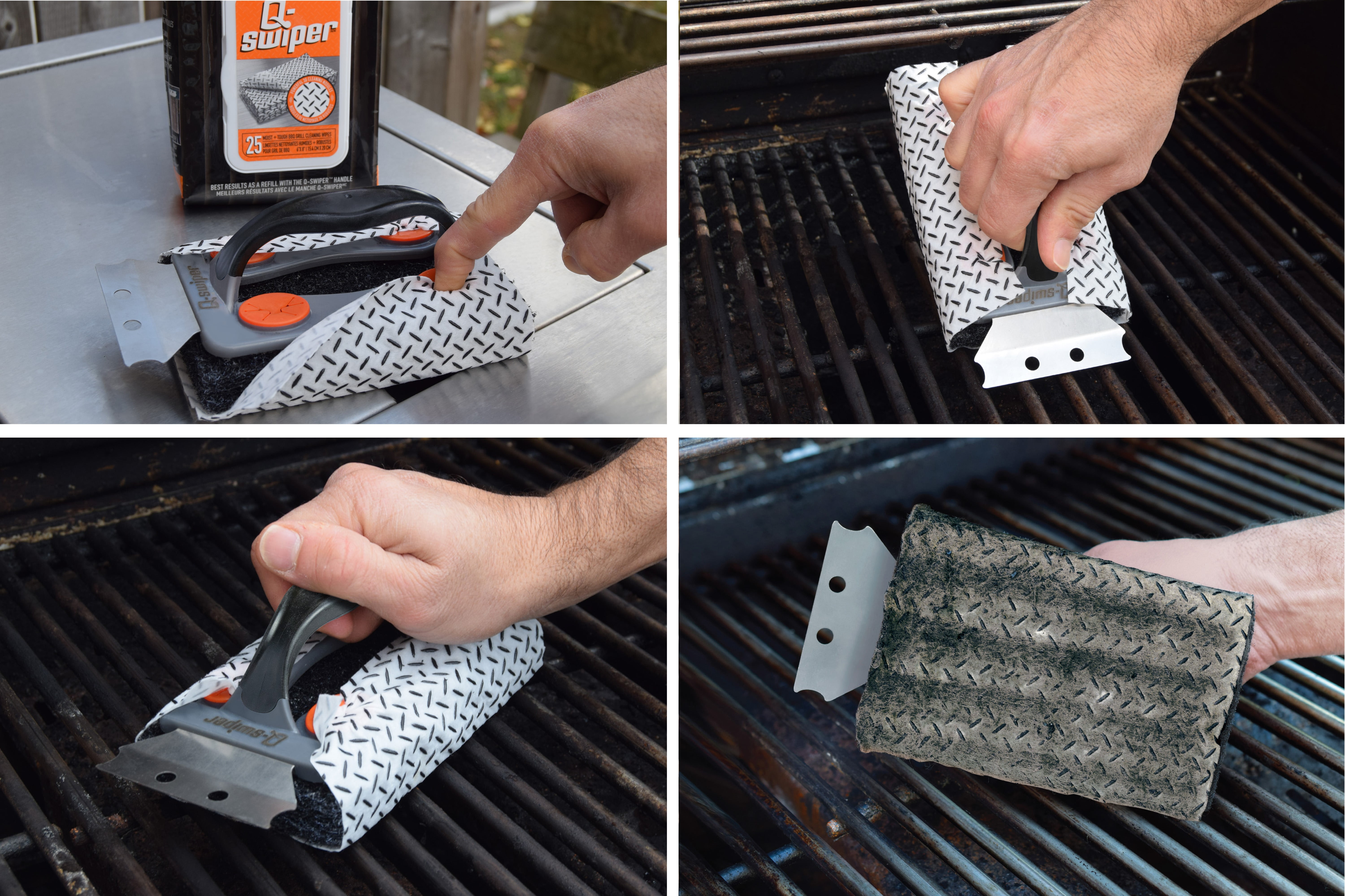 Proud Grill Q-Swiper Grill Cleaner Kit, 1 Grill Brush with Scraper