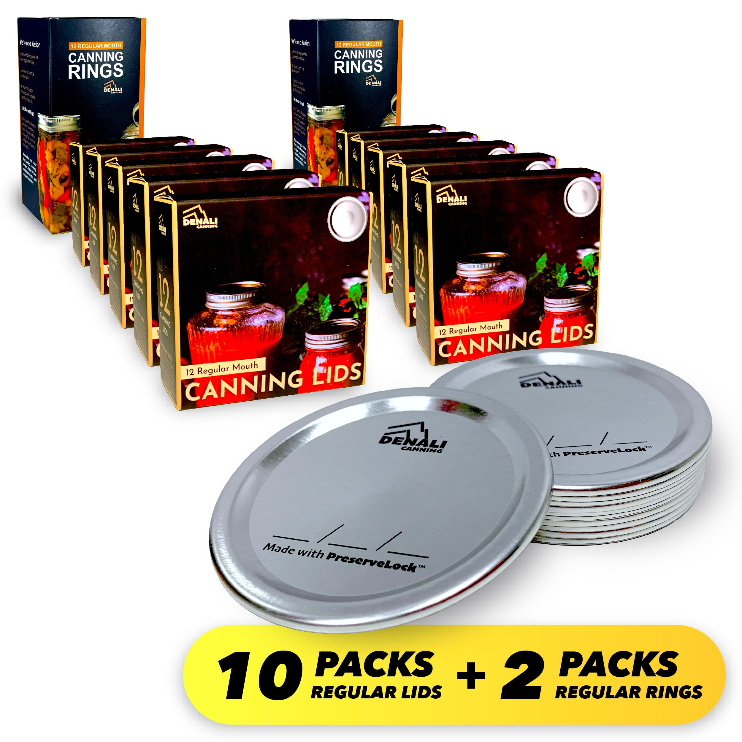 Denali Canning Lids and Rings 10 Regular Lid 12Packs 2 Regular