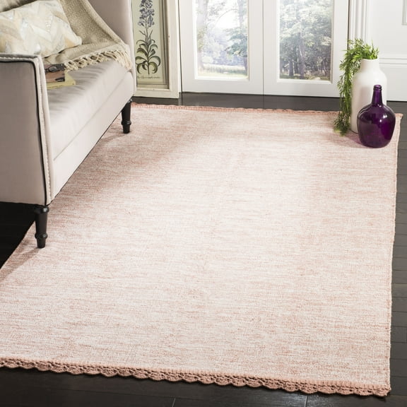 SAFAVIEH Montauk Sharlene Solid Braided Cotton Area Rug, Peach, 3' x 5'