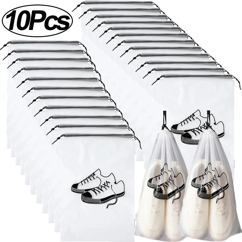 Typpkmm - Stackable 10/ Transparent Shoes with Storage Bag Portable Travel 1Pcs
