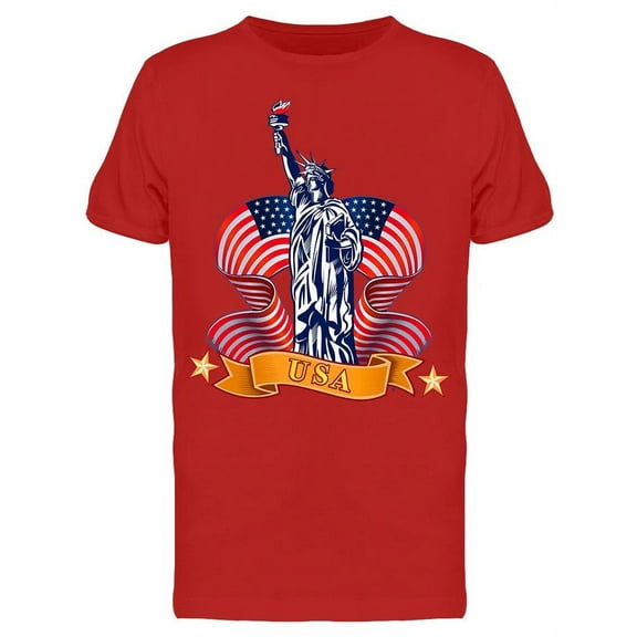 Statue With Waving Flag T-Shirt Men -Image by Shutterstock, Male XX-Large