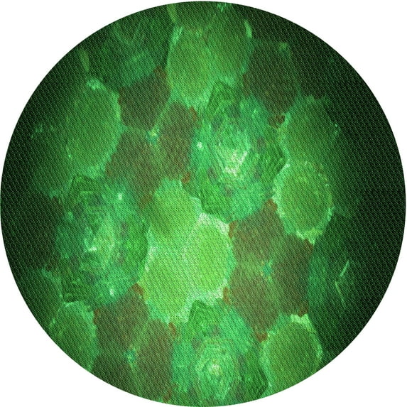 Ahgly Company Indoor Round Patterned Deep Emerald Green Area Rugs, 3' Round