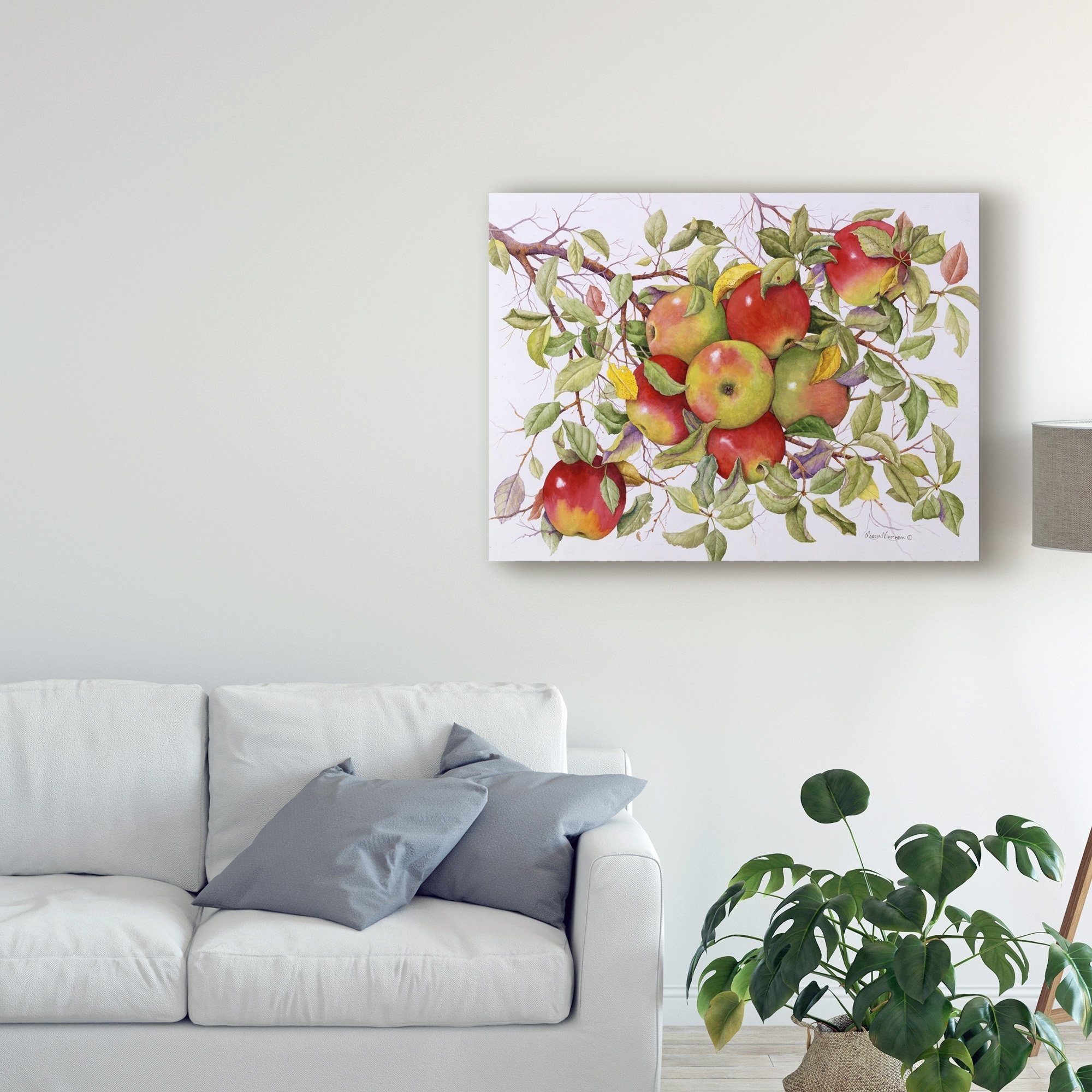Trademark Fine Art 'Apples On A Branch' Canvas Art by Marcia Matcham