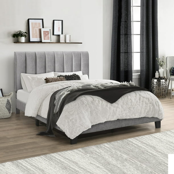 Hilale Furniture Crestone Gray Velvet Tufted Upholstered Platform Full Bed Com Hilale Furniture Crestone Gray, Upholstered Bedroom Furniture Mens