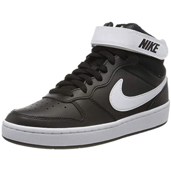 Nike Court Borough Mid 2 Big Kids' Shoes Color: Black/White Size: 5.5Y