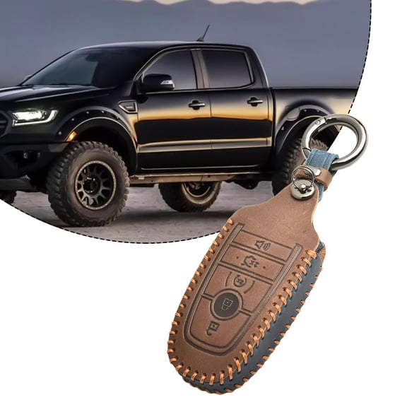 1x TPU Smart Car Key Fob Leather Case Holder Keyless Remote Control Cover Blue For Ford For Fusion For Explorer For Expedition Brown