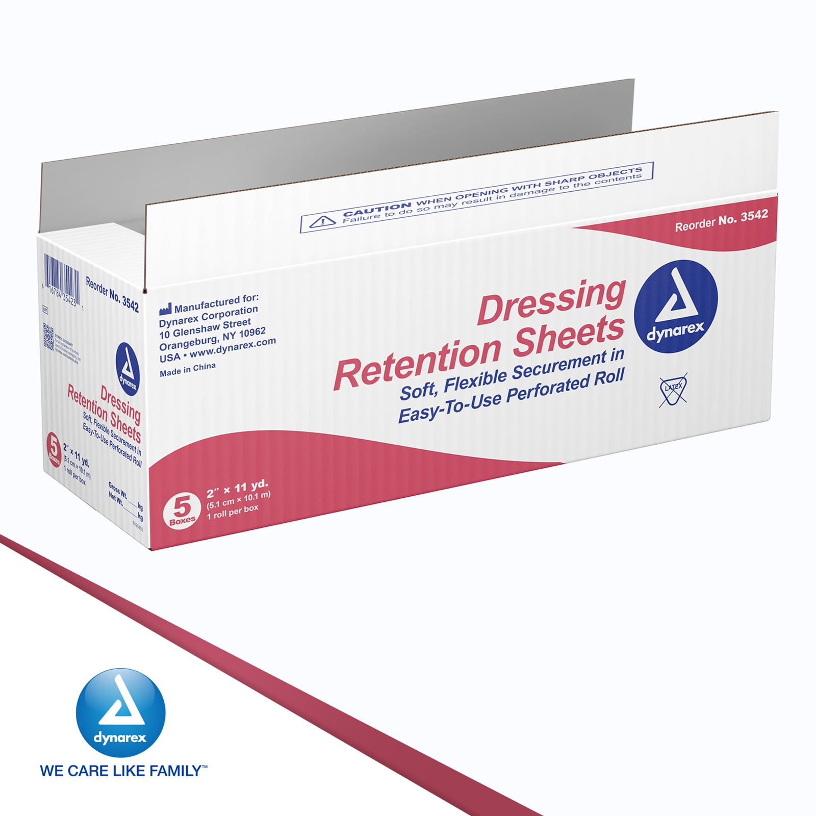 Dynarex Dressing Retention Sheet - Adhesive Waterproof Medical Tape Sheet for Wound Dressing - Skin-Friendly Non-Woven Fabric - 2" x 11 Yards, Case of 5