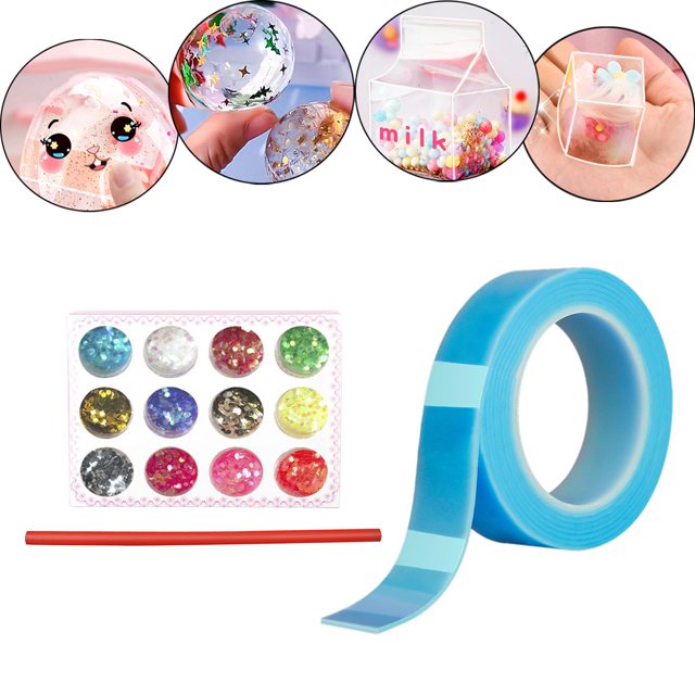 Blow Bubbles Globos Cinta Cinta de doble cara Multipropósito Cinta adhesiva Globos Ganchos Cinta de montaje para adultos Niños Suministros pa Azul Ancho 5cm perfecl Cintas de doble cara
