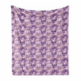 thumbnail image 1 of Floral Soft Flannel Fleece Throw Blanket, Nature Themed Violet Tone Iris Flowers in Effect, Cozy Plush for Indoor and Outdoor Use, 60" x 80", Lavender Mustard, by Ambesonne, 1 of 5
