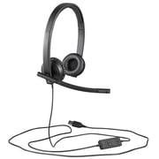 Logitech H570e Over-the-Head Wired USB Headset, with Replaceable Earbands, Black