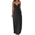 thumbnail image 3 of TIHLMK Sundresses for Women Casual Summer Dresses For Women Casual Boho Solid Color Hoop Sling Beach Long Maxi Dress With Pockets Black Tank Dresses, 3 of 7