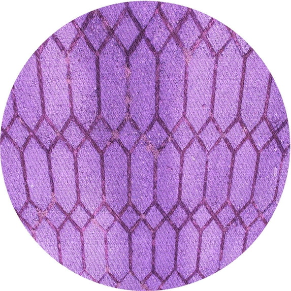 Ahgly Company Machine Washable Indoor Round Transitional Violet Purple Area Rugs, 7' Round