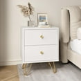 thumbnail image 4 of Black Nightstand, Black and Gold Nightstand Set of 2, Night Stand with Drawers, End Table with Metal Legs and Gold Handles, Black Bedside Table for Bedroom, 4 of 8