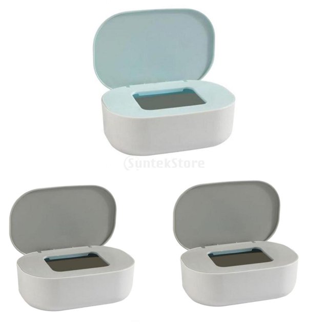 Caja de almacenamiento de máscara grande para encimera de escritorio con soporte para pañuelos con tapa azul/gris Zulema cubierta de la caja de almacenamiento