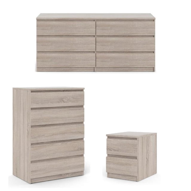 Tvilum Canada Ensemble de 3 Pcs avec Commode Double et Table de Nuit en Truffe