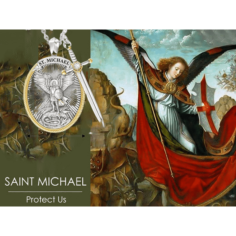 Saint Michael the Archangel Necklace True Faith Jewelry Sterling Silver  Patron Medal St Michael Necklace for Men Boys Women Protect Us Jewelry  Gifts