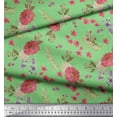 thumbnail image 2 of Soimoi Green Cotton Cambric Fabric Chrysanthemum & Blossom Floral Print Fabric By Yard 58 Inch Wide, 2 of 3