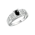 thumbnail image 5 of RYLOS Men's Rings Sterling Silver Classic 6X4MM Oval Gemstone & Diamond Ring Cabochon Onyx October Birthstone Rings For Men, Silver Rings, Size 13, 5 of 6