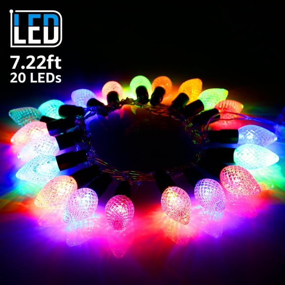 TORCHSTAR 7.22ft 20 LED Strawberry String Lights for Christmas Tree, Birthday, Wedding, Party, Carnival, Battery Operated Colored Decorative Lighting (4 Colors, 2 Modes)