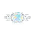 thumbnail image 4 of Rosec Jewels Engagement Ring - Cushion Cut Ethiopian Opal Solitaire Ring with Moissanite (2.75 CT), 18K White Gold, US 8.00, 4 of 9