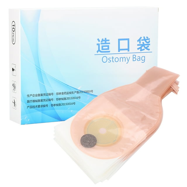 Bolsa de ostomía con sistema de una sola pieza, bolsa drenable médica, suministros de colostomía, 10 Uds.