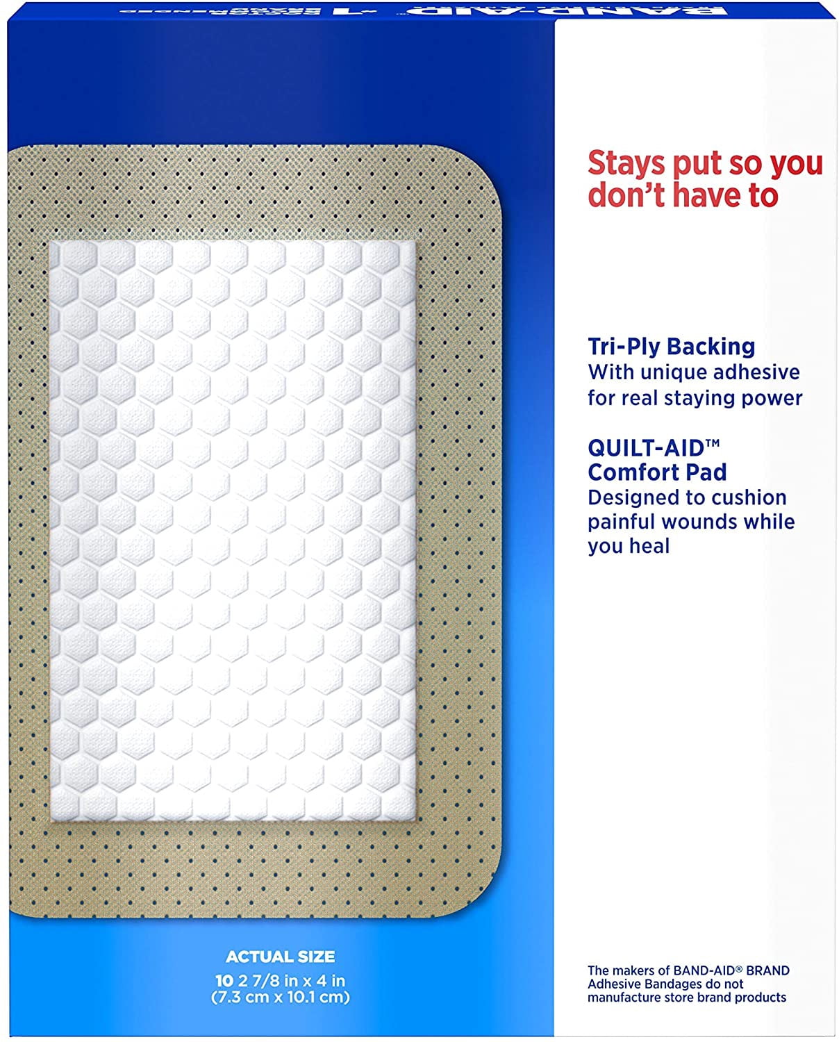 Band-Aid Brand Tru-Stay Adhesive Pads, Large Sterile Bandages, 10 ct (Pack of 6)