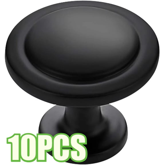 10 Pack Black Cabinet Knobs Matte Black Knobs for Kitchen Cabinets 1-1/4 Inch Kitchen Knobs for Cabinet