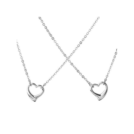 Extension Double Strand Necklace - Stainless Steel Double Strand Open Heart Pendant Necklace