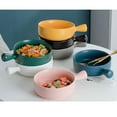 thumbnail image 3 of Langgg Ceramic Salad Bowl Handled Solid Color Adorable Washable Cute Home Breakfast Dinner Soup Fruit Bowls Tableware Green, 3 of 8