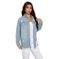thumbnail image 2 of Women's Distressed Denim Shirt, Button-Up Shirt-S, 2 of 6