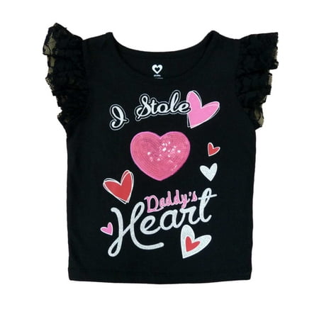 Walmart - Toddler Girls Black I Stole Daddys Heart Short Sleeved T ...