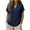 Navy, variant on Women's Summer Cotton Linen Solid Color Button V Neck Loose Top, Casual Lightweight Short Sleeve Blouse Tee White XXL