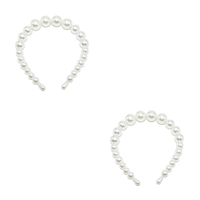 Minnieouse Exquisita diadema blanca resistente al desgaste Universal estilo Simple elegante Scrunchie titular tiaras para mujeres 18mm, 4 perlas grandes Type3 NO3 Minnieouse CBP232355