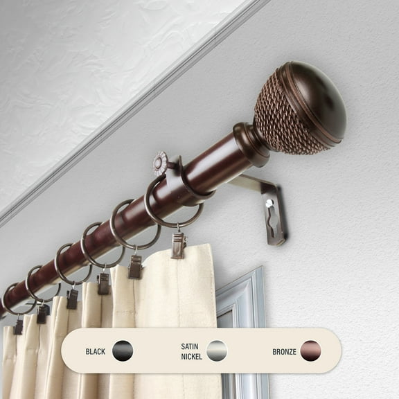 Domovina Amita 1" Curtain Rod-Color:Bronze,Size:66-120"
