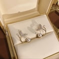 thumbnail image 3 of Aretes Qarigey para mujer perla elegante piercing joyería pendientes para novias boda aniversario, 3 of 6